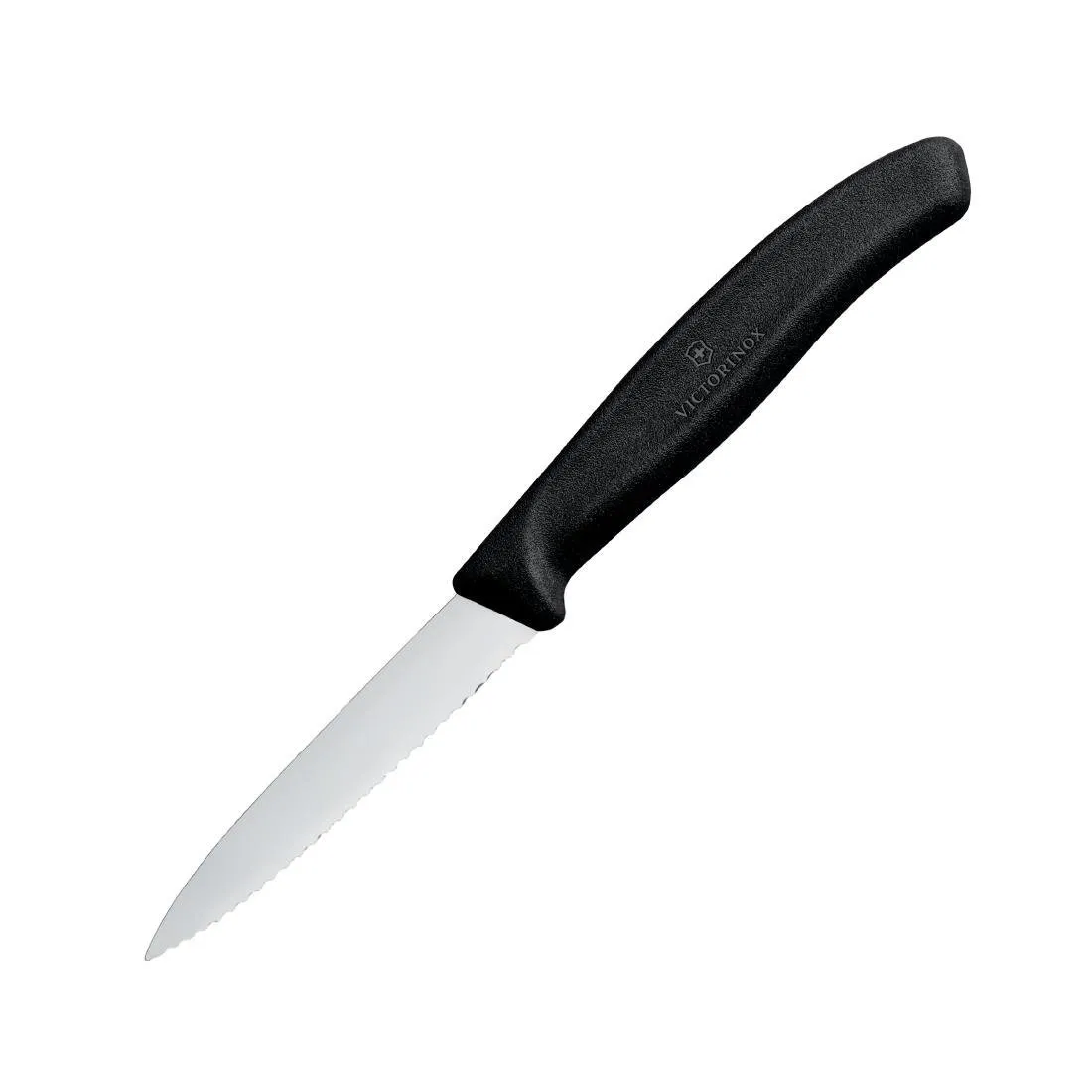 Cuchillo de oficina dentado puntiagudo negro de 8 cm