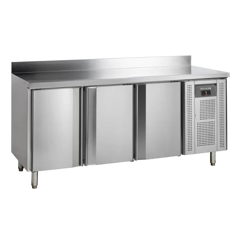 Mesa Refrigerada con Respaldo en Acero Inoxidable - 3 Puertas - GN 1/1