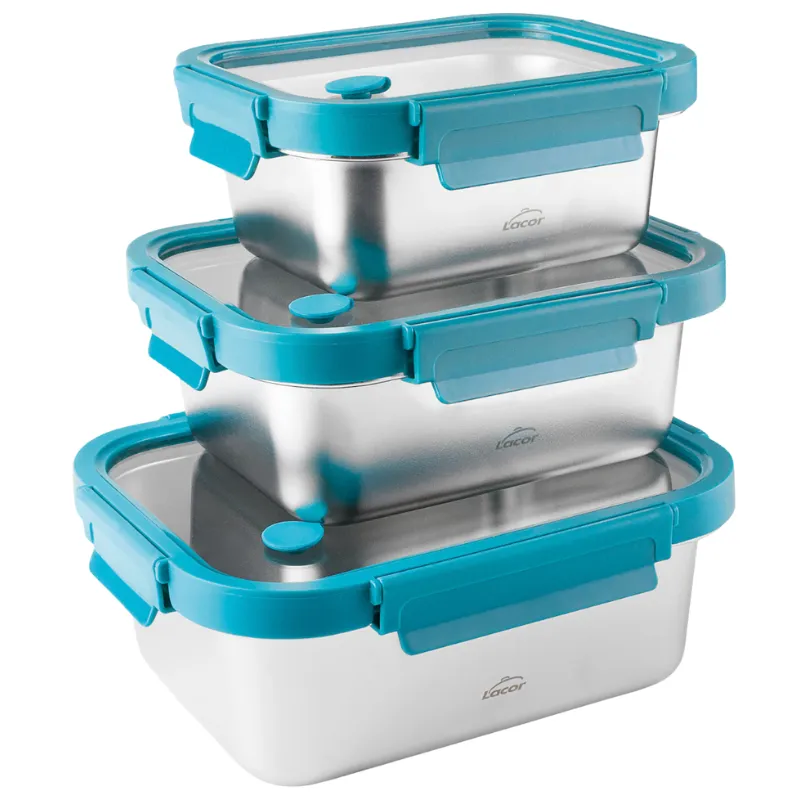 Caja de acero inoxidable con tapa de vidrio Etern - Lote de 3