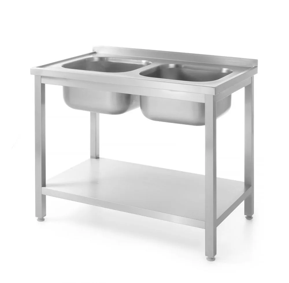 Fregadero 2 Cubetas Profi Line con Estante - P 700 x L 1000 mm