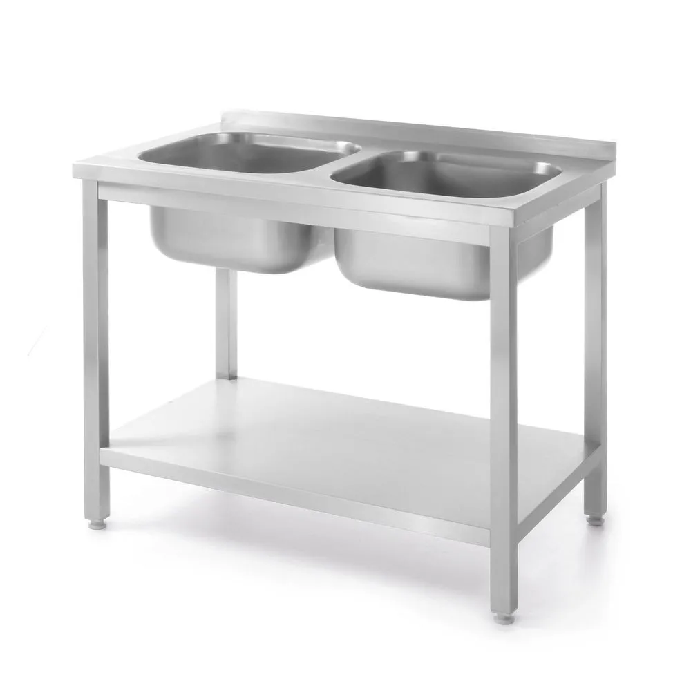 Fregadero 2 Cubetas Kitchen Line con Estante - P 600 x L 1000 mm