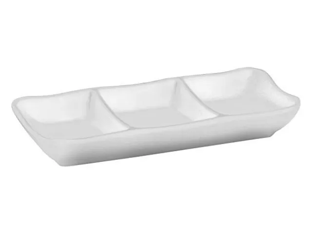 Bandeja de salsa triple de melamina - 19 x 8 cm