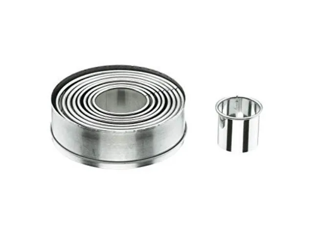 Caja 9 cortadores redondos lisos de acero inoxidable
