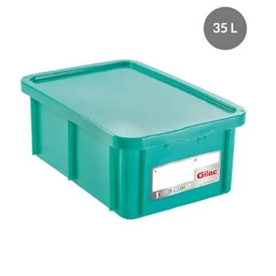 Bac HACCP Rectangular con Tapa - 35 L - Verde
