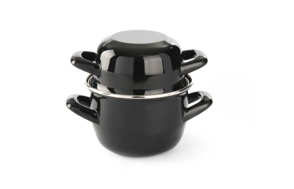 Cacerola para mejillones esmaltada con tapa - 0,8 L