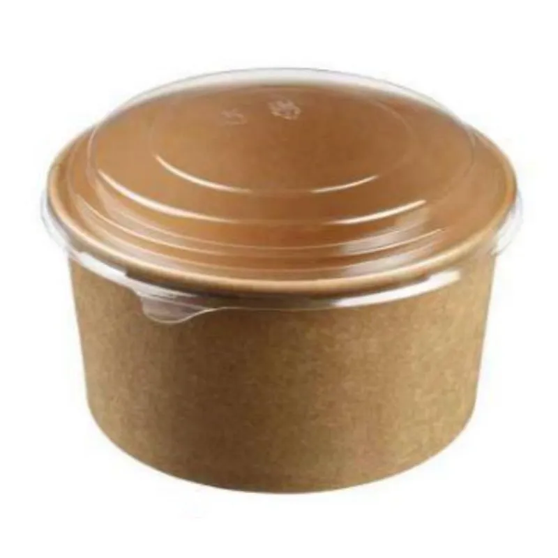 Bol de ensalada de Kraft con tapa - 1000 ml - ø 149 mm - Lote de 25