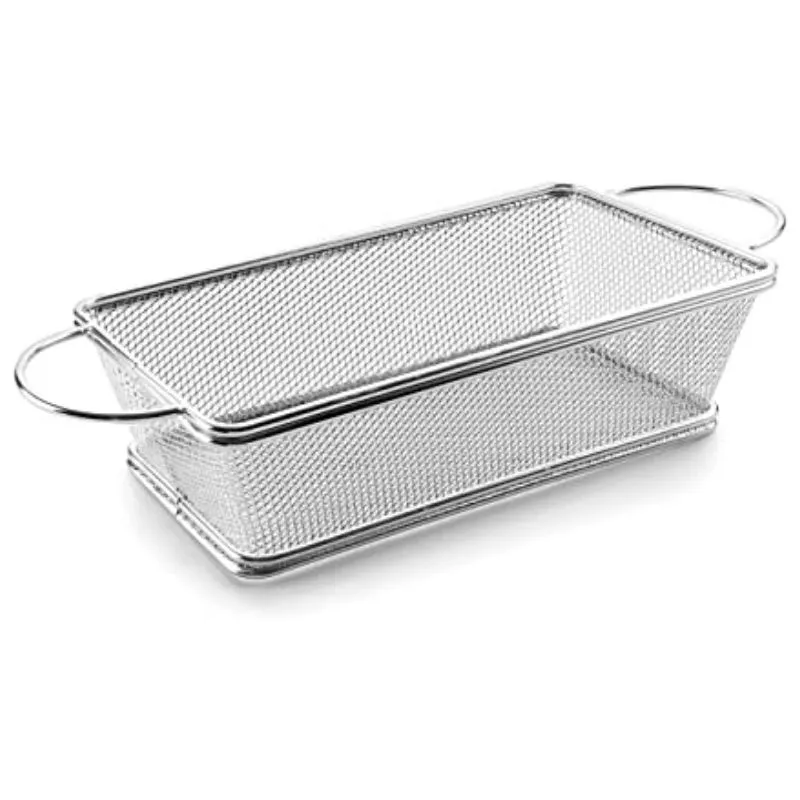Cesta Rectangular De Acero Inoxidable Con Asa - 21 X 11 Cm