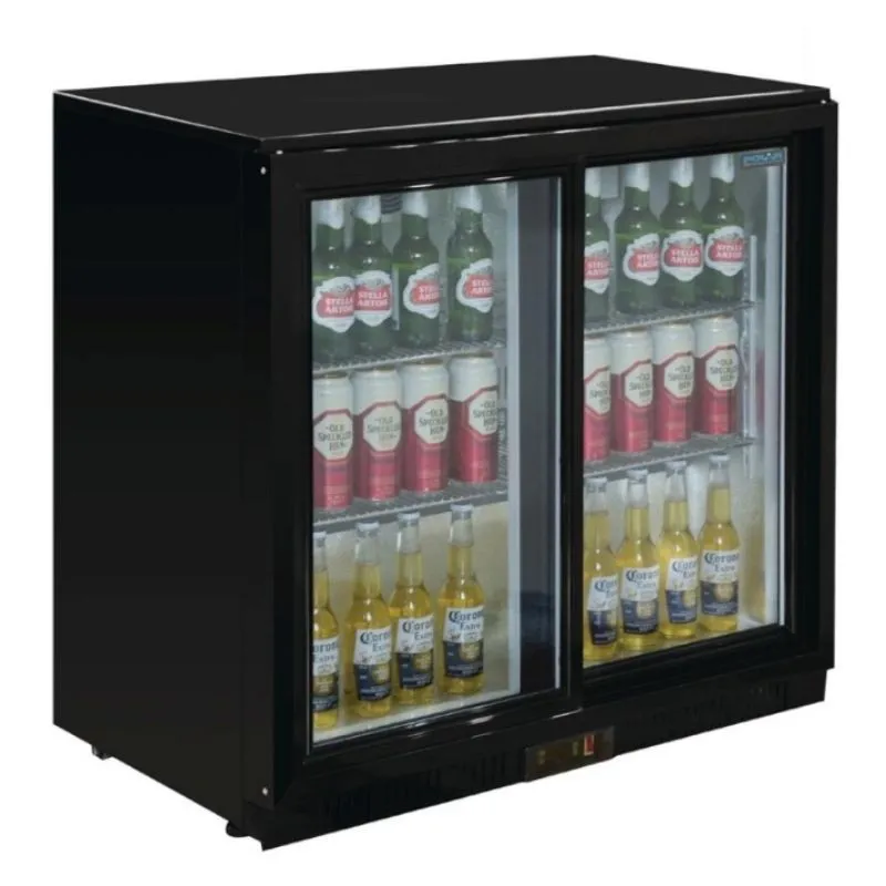Arrière-Bar Negro 2 Puertas Correderas 180 Botellas - 208 L