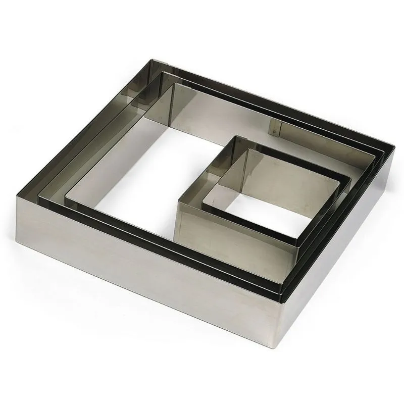 Marco para pastelería cuadrado de acero inoxidable - 200 x 200 mm