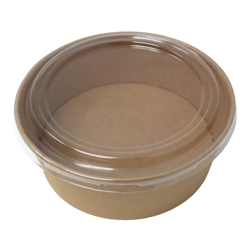 Bol para Ensalada Kraft 1300 ml Ø 185 mm con Tapa PET Transparente, Redondo, Lote de 300