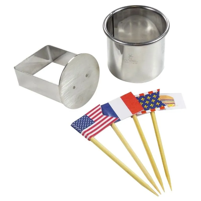 Kit Mini-Hamburguesas con Palillos Bandera de Bambú