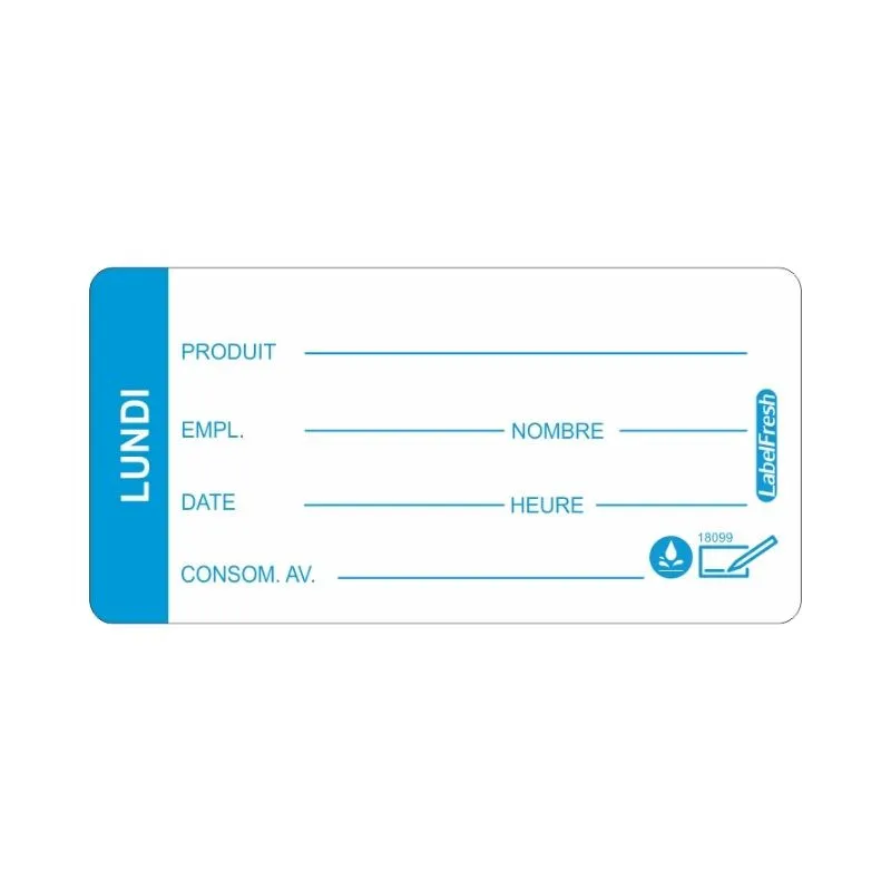 Etiqueta de trazabilidad LabelFresh Soluble Pro - Lunes - 60 x 30 mm - Lote de 250
