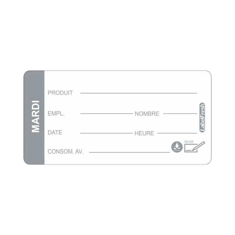 Etiqueta de Trazabilidad LabelFresh Soluble Pro - Martes - 60 x 30 mm - Lote de 250