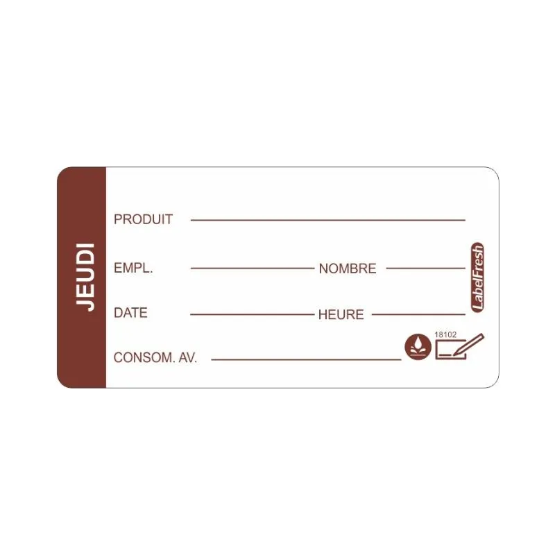 Etiqueta de Trazabilidad LabelFresh Soluble Pro - Jueves - 60 x 30 mm - Lote de 250