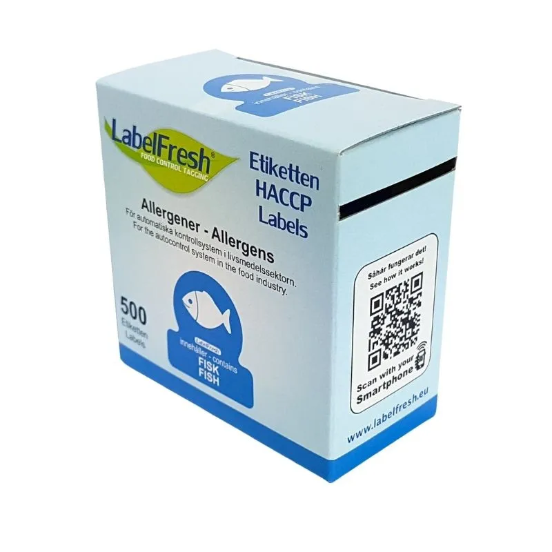 Etiqueta de trazabilidad LabelFresh Alérgenos Iconos - Pescado - 70 x 45 mm - Lote de 500