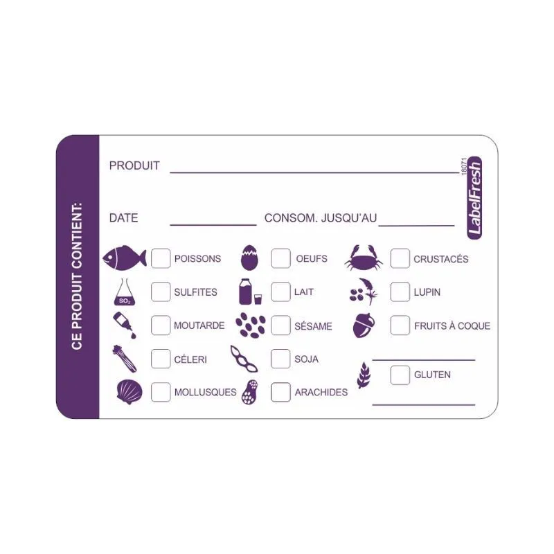 Etiqueta Multi-Alérgenos LabelFresh Alérgenos - 70 x 45 mm - Lote de 500