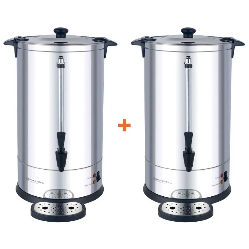 Pack de 2 Percoladores de Café 7 L 950 W 48 Tazas, Inox, Filtro Permanente, Grifo de Servicio