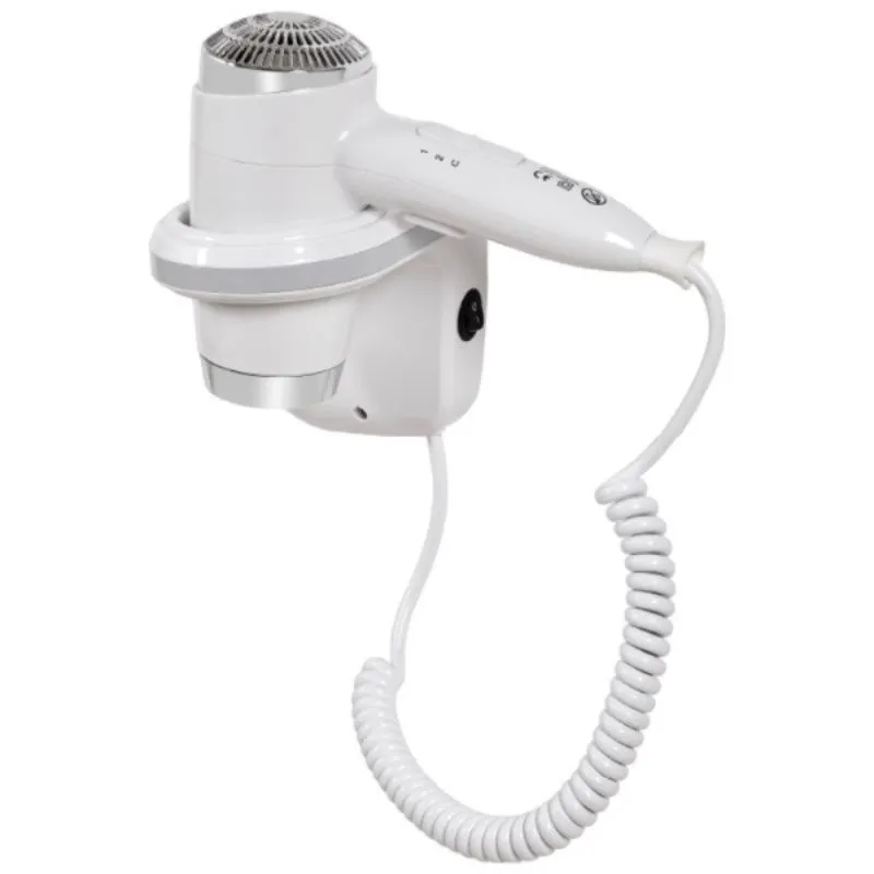 Soporte de Secador de Pelo Blanco y Cromo