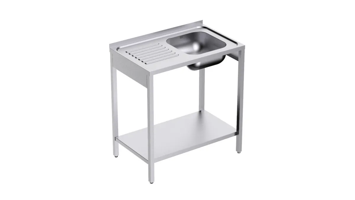 Fregadero 1 Cubeta con Estante y Escurridor a la Izquierda - L 1000 x P 500 mm - Reacondicionado