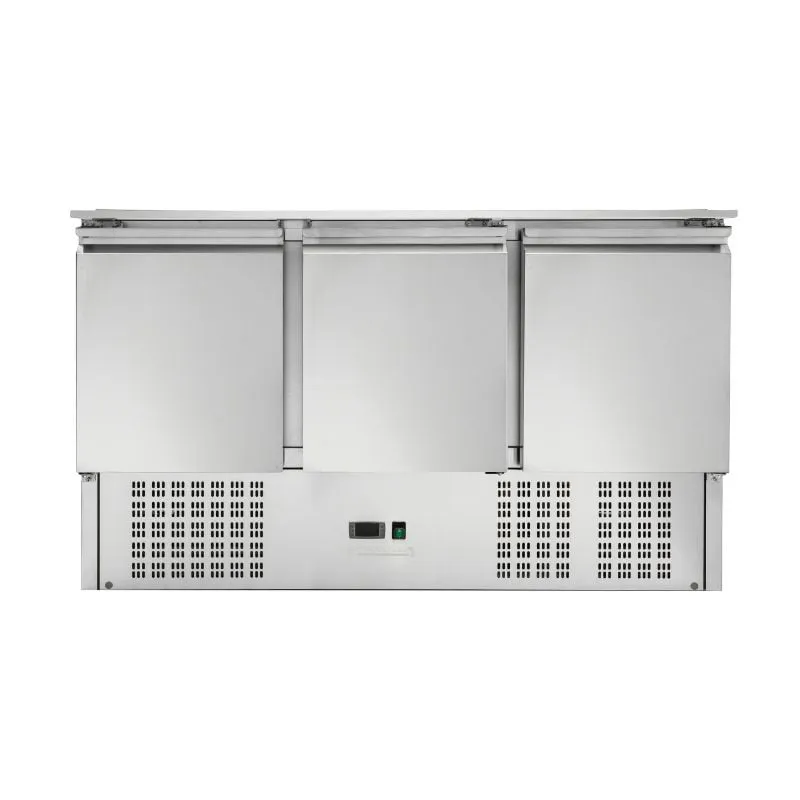 Saladette Compacta 3 Puertas - Con Tapa Deslizante - 4 Cubetas GN 1/1