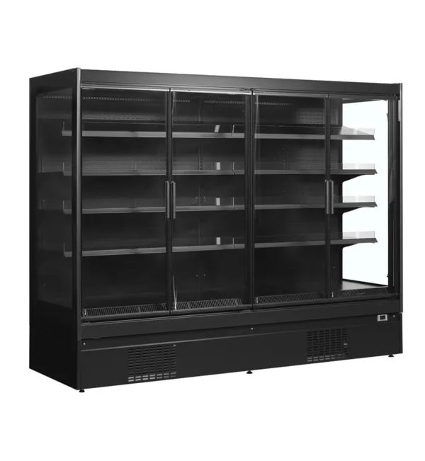 Vitrina Refrigerada de Supermercado Positiva Negra - 4 Puertas - 1540 L