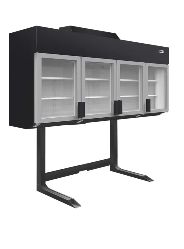 Congelador Armario Mural de Supermercado Negro - 4 Puertas - 650 L