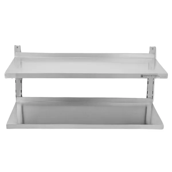 Estante de Pared en Acero Inoxidable sobre Cremalleras 2 Niveles - L 1000 x P 400 mm