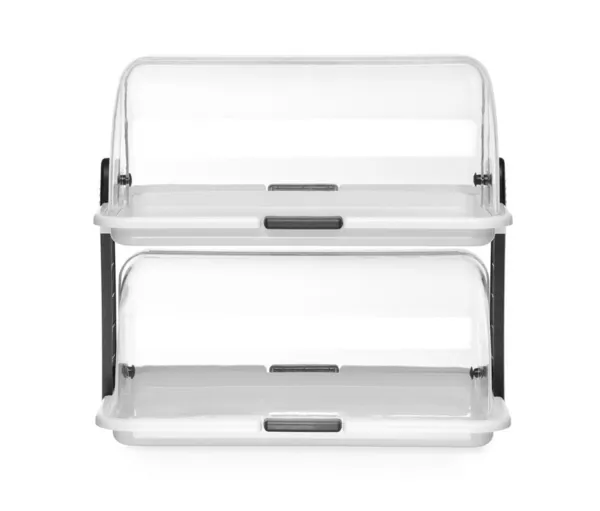 Vitrina rectangular con tapas deslizantes - 2 bandejas - 465 x 310 mm