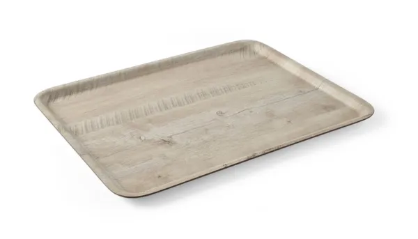 Bandejade servicio de melamina impresa en madera clara - 530 x 370 mm