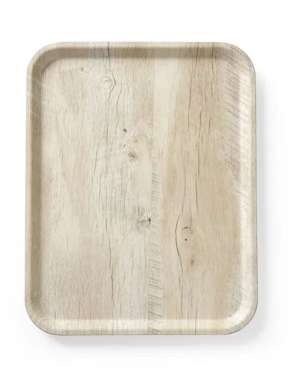 Bandejade servicio de melamina impresa en madera clara - 430 x 330 mm