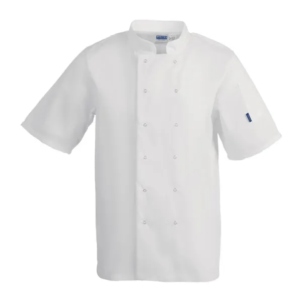 Chaqueta de cocina unisex blanca de manga corta Vegas - Talla XS
