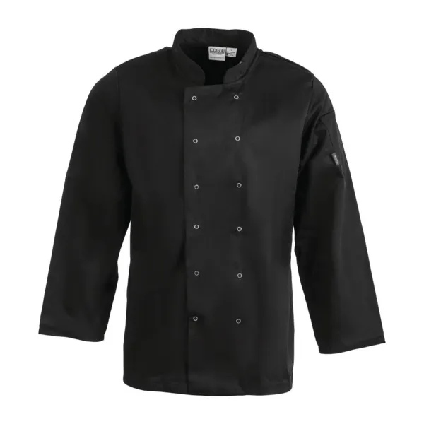 Chaqueta de cocina unisex negra de manga larga Vegas - Talla L