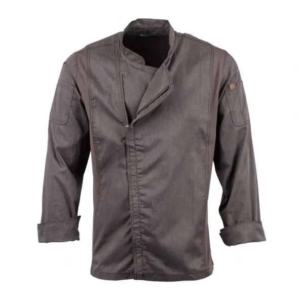 Chaqueta de cocina unisex con cierre de cremallera en gris grafito Hartford - Talla L