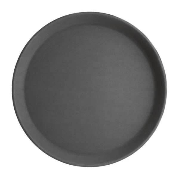 Plato Redondo Negro Antideslizante - 356 mm de Diámetro