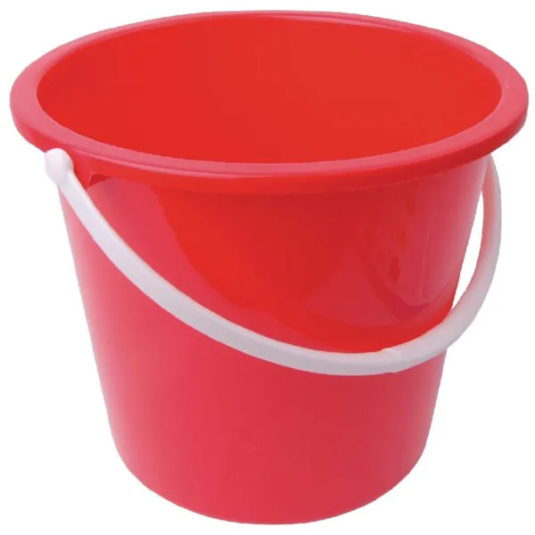 Cubo redondo de plástico rojo de 10 L
