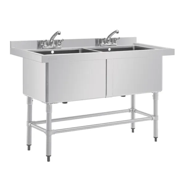 Fregadero Doble Profundo con Salpicadero - 2 x 100 L - 1410 x 600 mm