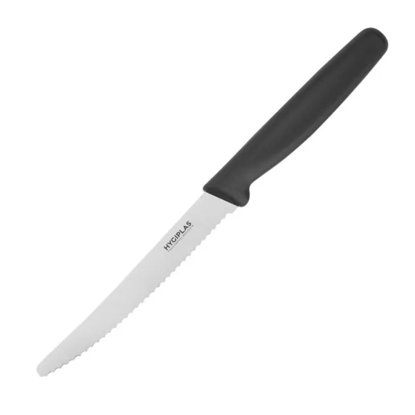 Cuchillo para Tomates Negro - Hoja Dentada de 10 cm