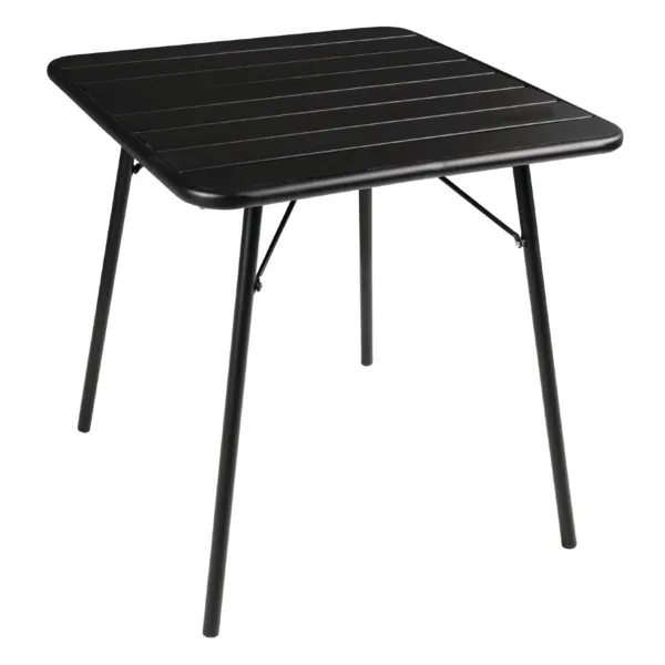 Mesa de listones negra cuadrada de acero - 700 x 700 mm