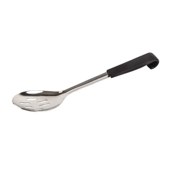 Cuchara de Servir Perforada con Mango Negro de Acero Inoxidable - L 340 mm