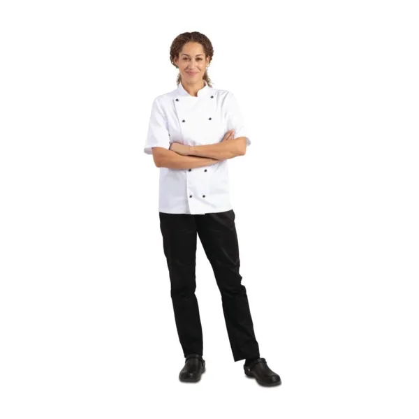 Chaqueta de cocina unisex Chicago de manga corta blanca talla XL