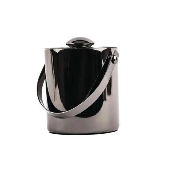 Cubo de hielo gris titanio de doble pared con tapa de 1 L.