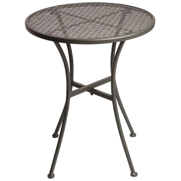 Mesa Bistró Redonda de Acero Perforado Gris - 600 mm