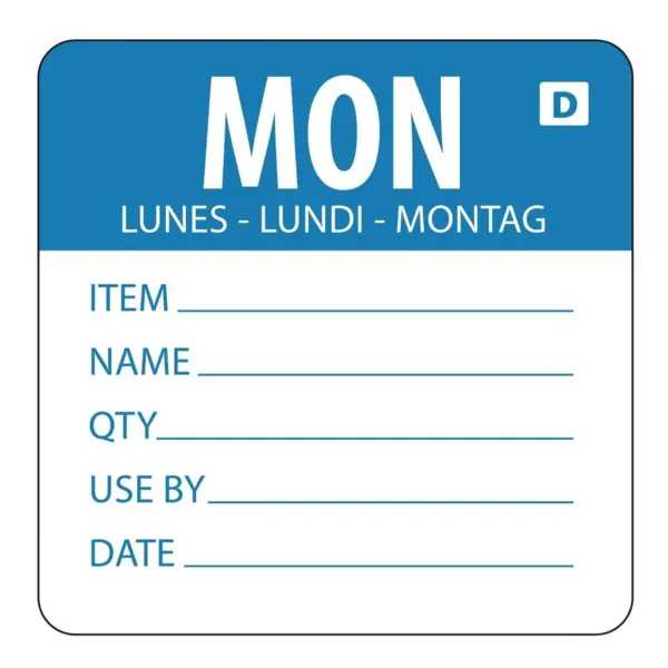 Etiquetas Solubles Día de la Semana Lunes - Rollo de 250