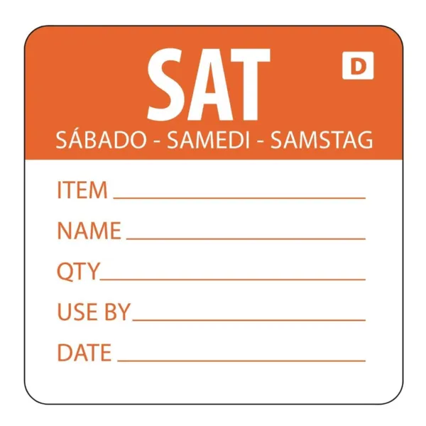 Etiquetas Solubles Día De La Semana "Sábado" - Rollo de 250