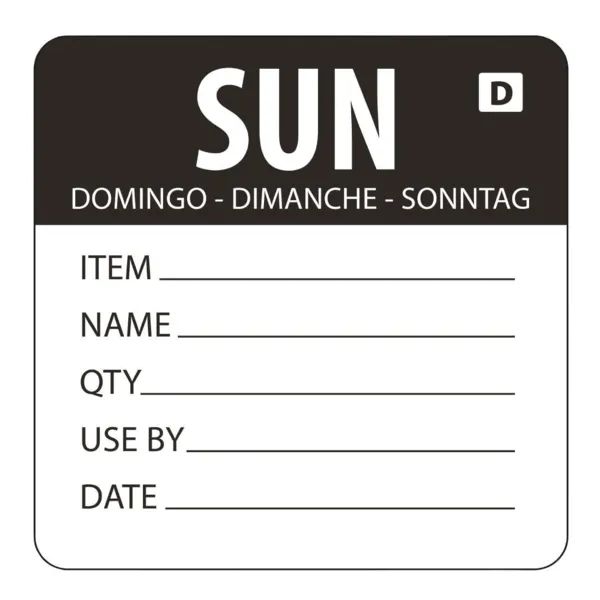Etiquetas Solubles Día De La Semana "Domingo" - Rollo de 250
