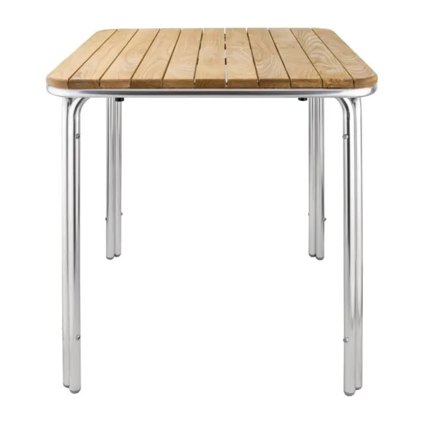 Mesa cuadrada de fresno y aluminio de 700 mm