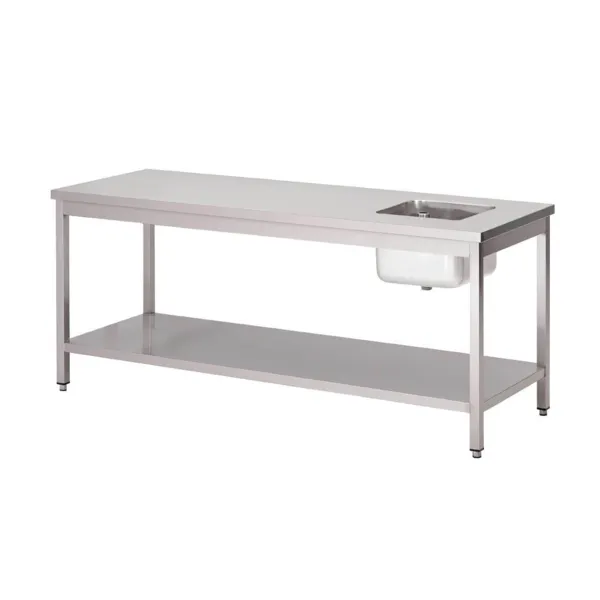 Mesa del Chef de Acero Inoxidable con Estante Bajo - L 1600 x P 700 mm