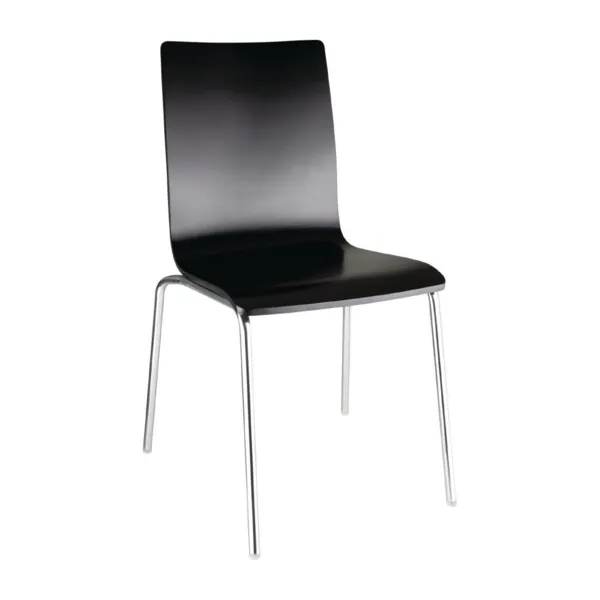 Silla Respaldo Cuadrado Negra - Lote de 4