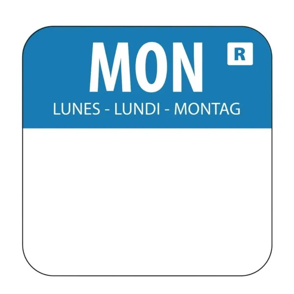Etiquetas de alimentos azules "Lunes" - Lote de 1000