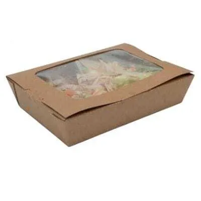 Lot de 200 - Boîte Repas Grand Format - Couvercle Attenant à Fenêtre - Ecoresponsable